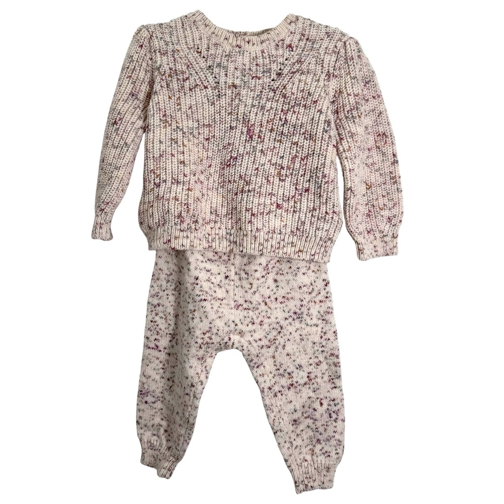 Baby GAP Cozy Knit Sweater Set - Cream and Pink Heather SZ 12-18 Month